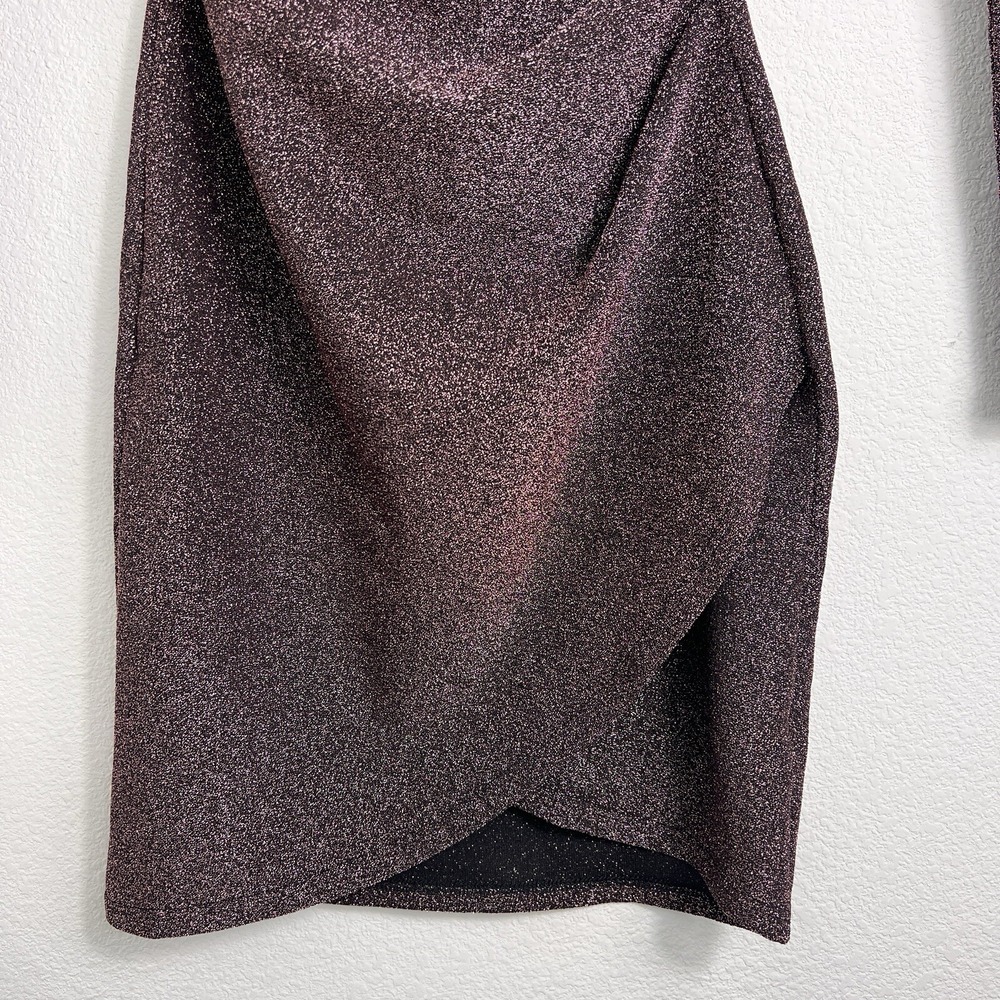 Windsor Shimmer Bodycon Mini Dress Sz S Plunge neckline wrap skirt cocktail - Picture 5 of 13